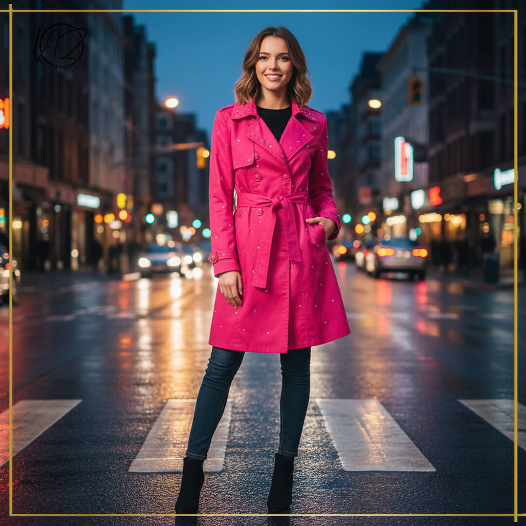 Pink Rayon-blend Lapel Collar Jacket