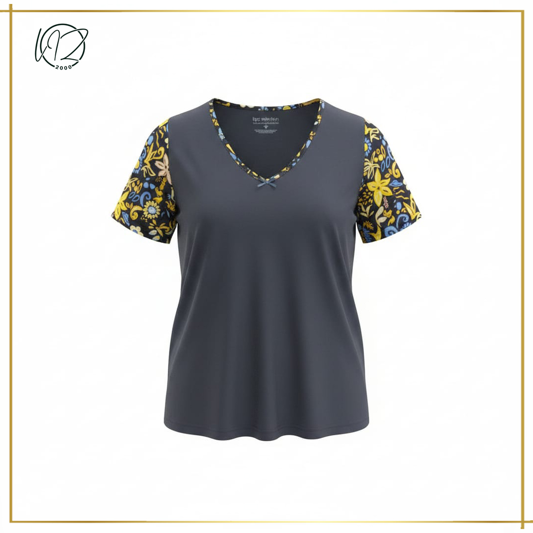 Printed Contrast Solid T-shirt